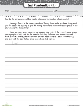 Grade 7 Punctuation Worksheets Pdf With Answers