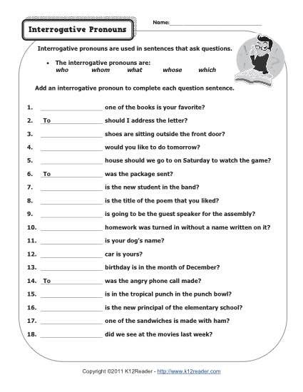 6th Grade Relative Pronouns Worksheet With Answers