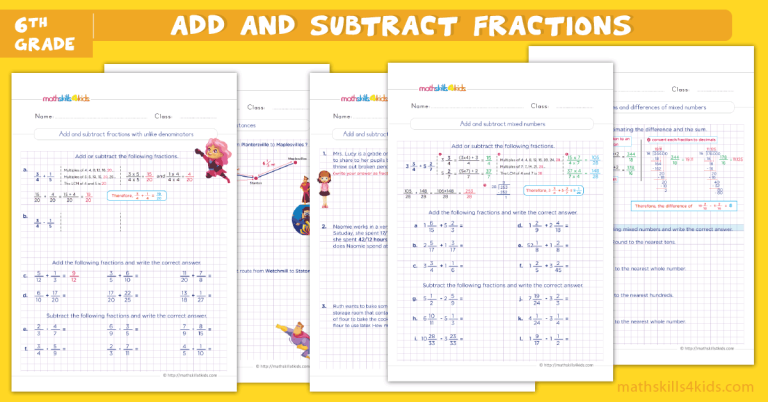 6th Grade Adding Fractions Worksheets Pdf
