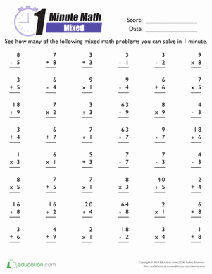 Addition Subtraction Multiplication And Division Worksheets Pdf