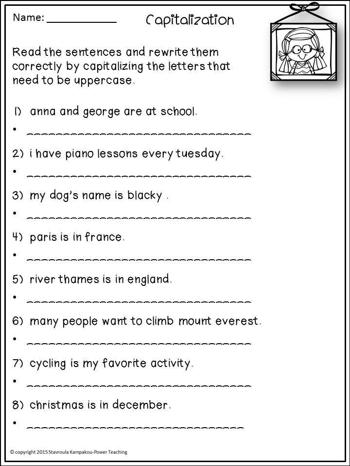 First Grade Capitalization And Punctuation Worksheets 1st Grade