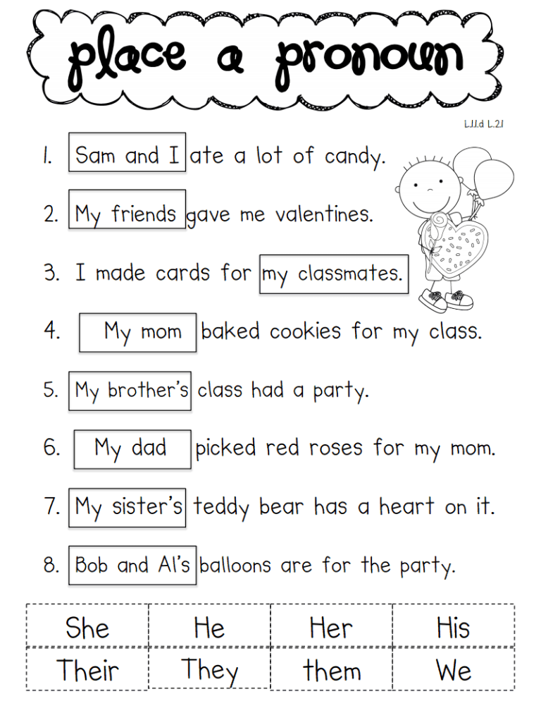 English Pronouns Worksheets For Grade 3 Pdf