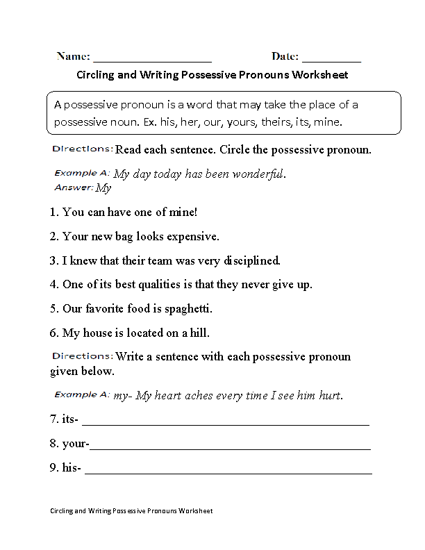 Possessive Nouns Worksheet With Answers Pdf