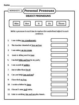 Subject And Object Pronouns Worksheet For Grade 1
