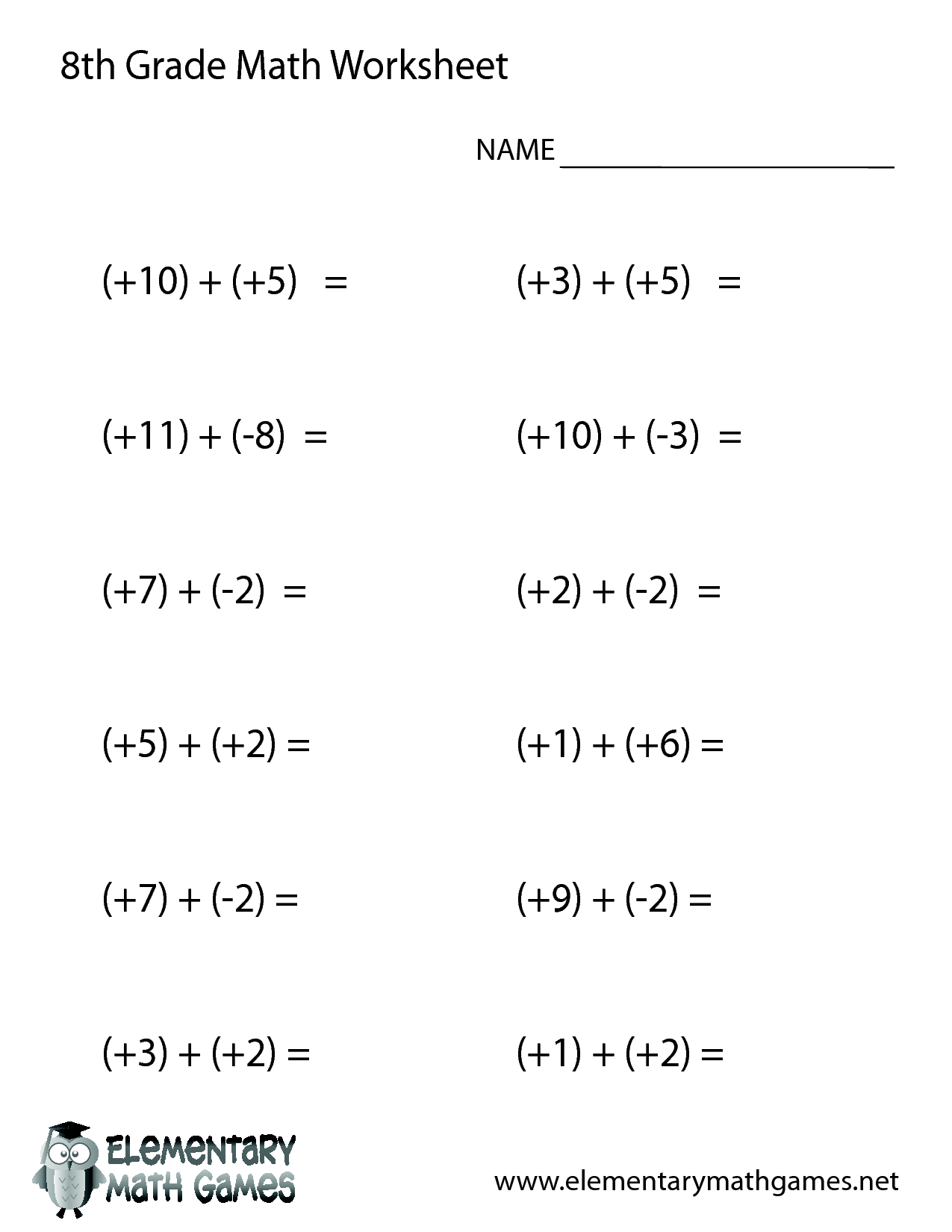 8th Grade Math Worksheets Printable 8th grade math worksheets