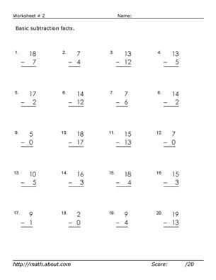 Printable Beginner Subtraction Worksheets For Grade 2
