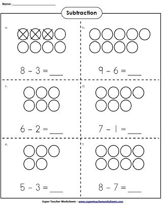 Simple Subtraction Worksheets For Kindergarten With Pictures