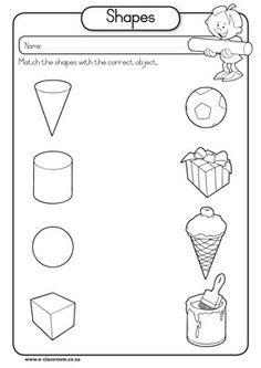 Matching Type Preschool Shapes Worksheets For Kindergarten