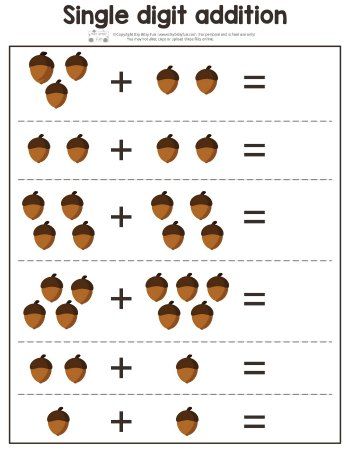 Free Printable Single Digit Addition Worksheets With Pictures