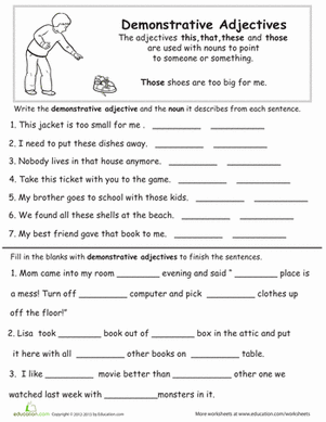 Demonstrative Pronouns Worksheet For Grade 1 With Pictures