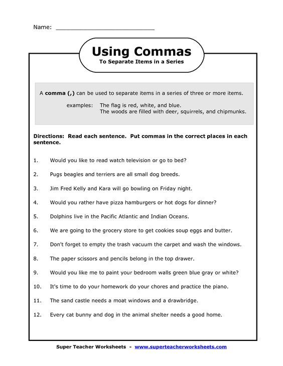 English 4th Grade Punctuation Worksheets Grade 4