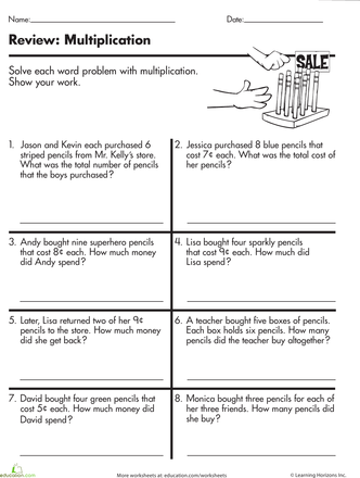 Printable 3rd Grade Multiplication Word Problems