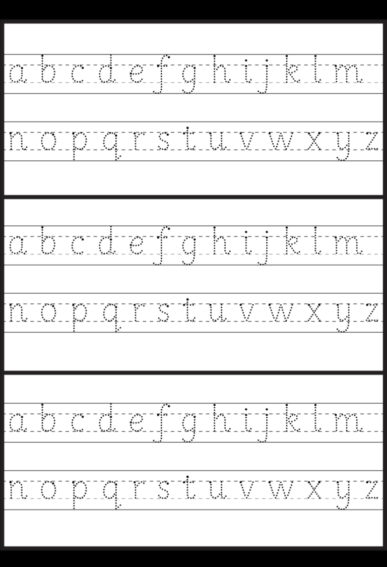 Tracing Small Letters Worksheets For Kindergarten