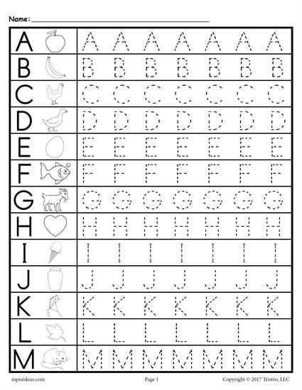 Printable Kindergarten Printable Alphabet Tracing Worksheets Pdf