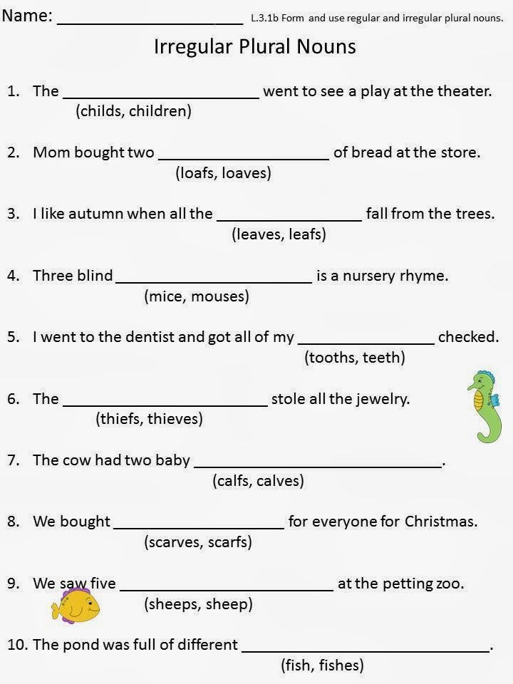 Irregular Plural Nouns Worksheet For Grade 2