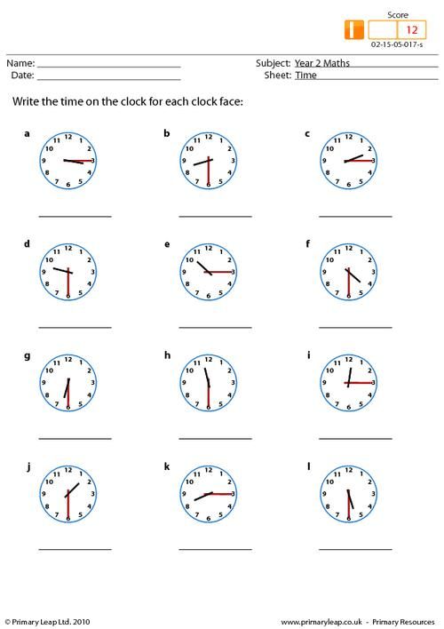 Free Printable Telling The Time Worksheets Uk