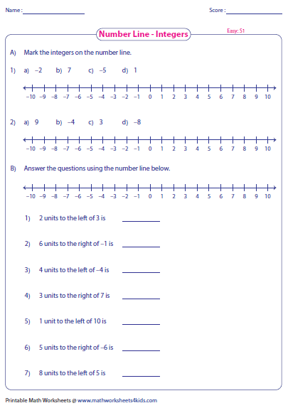 6th Grade Integers Worksheets With Answers For Grade 6