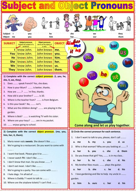 Subject And Object Pronouns Worksheet Pdf