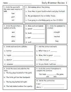 Second Grade English Worksheets For Grade 2 Printable