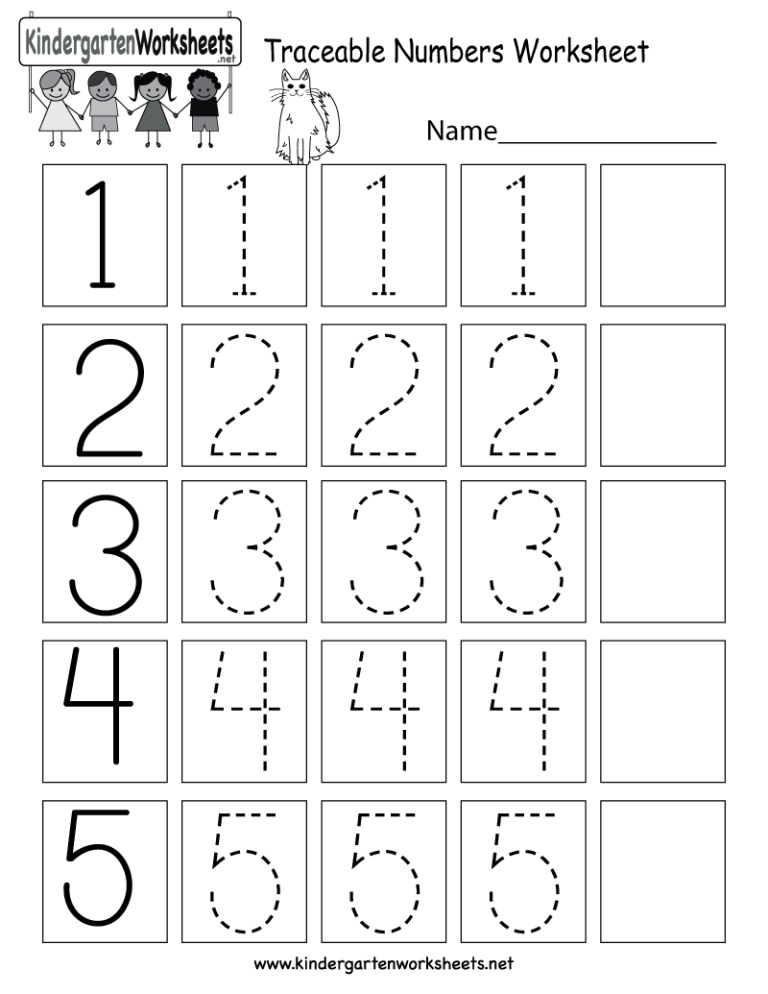 Free Printable Number Tracing Worksheets For Kindergarten