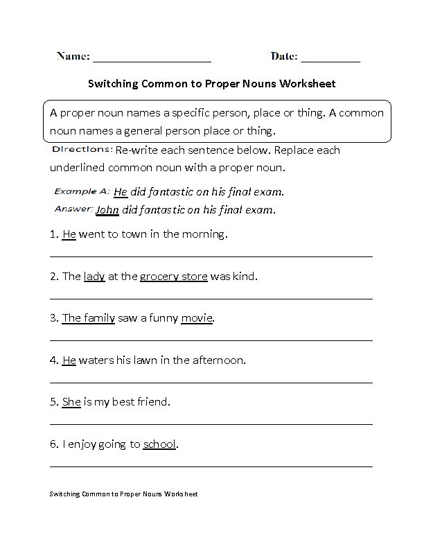 Proper Nouns Worksheet 2nd Grade Pdf