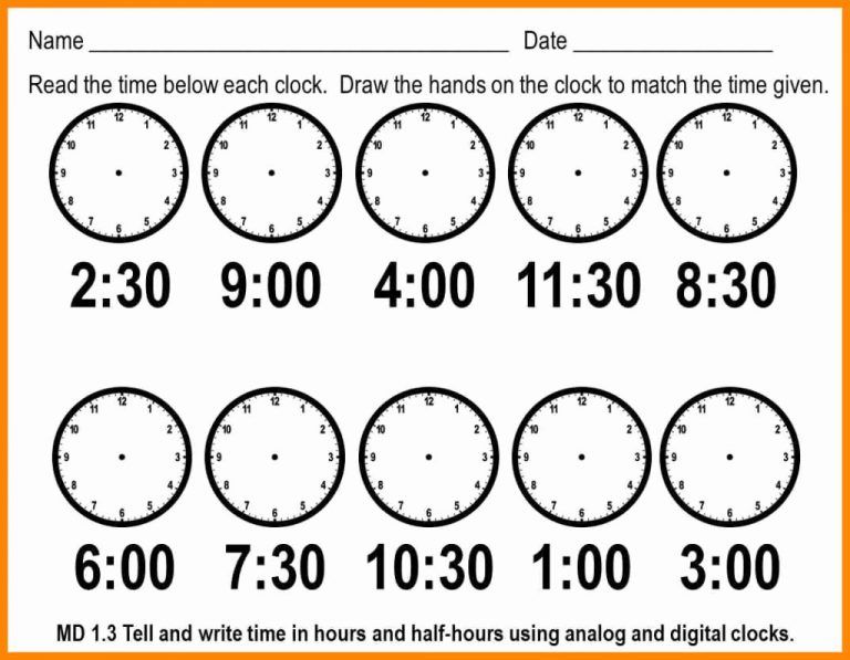 Free Printable Telling Time Worksheets 3rd Grade