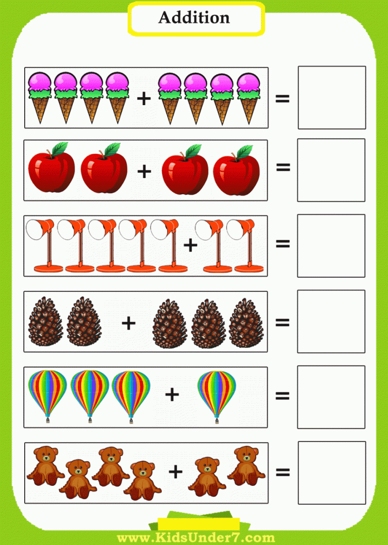 Preschool Addition Worksheets For Kindergarten Pdf