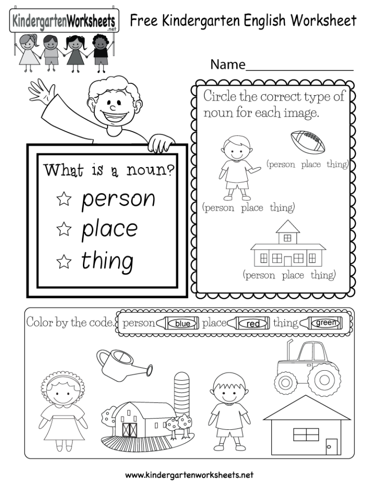 Kindergarten English Grammar Worksheets For Kids