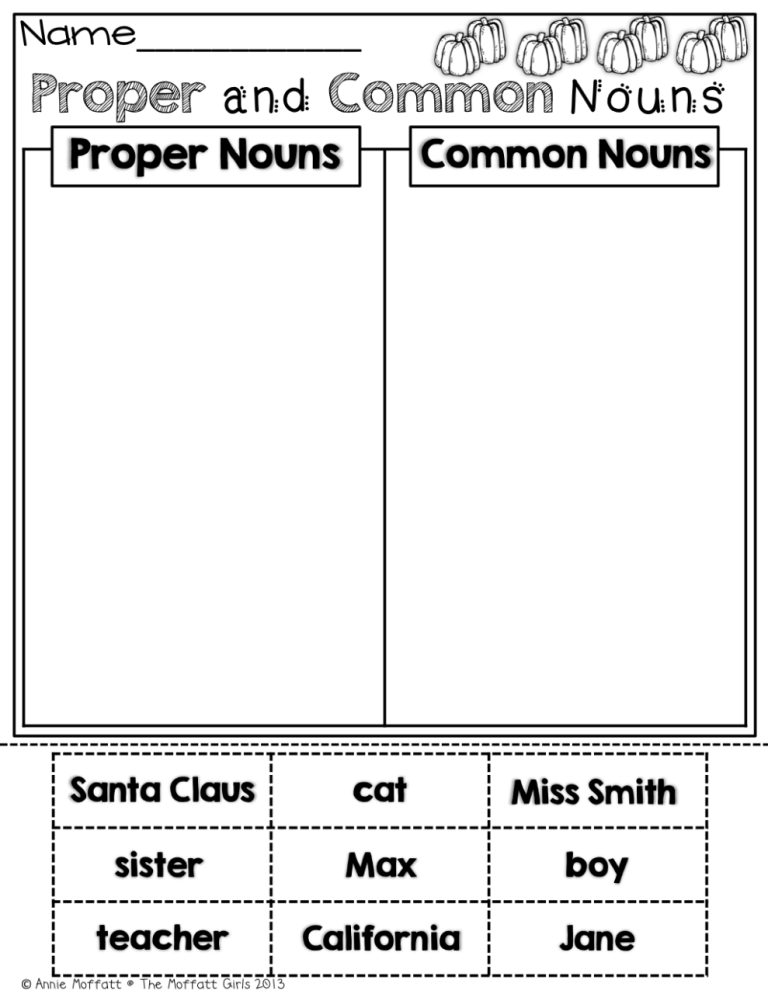 Proper And Common Nouns Worksheet For Grade 2