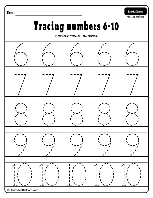 Traceable Number Tracing Worksheets Free