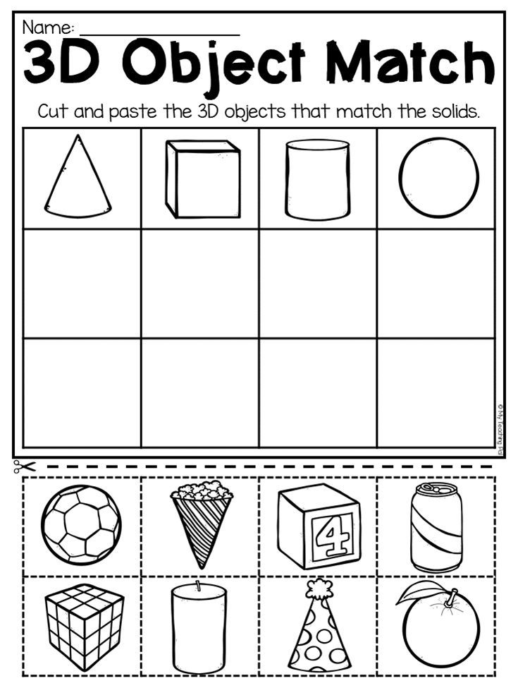Preschool Free Printable 3d Shapes Worksheets For Kindergarten