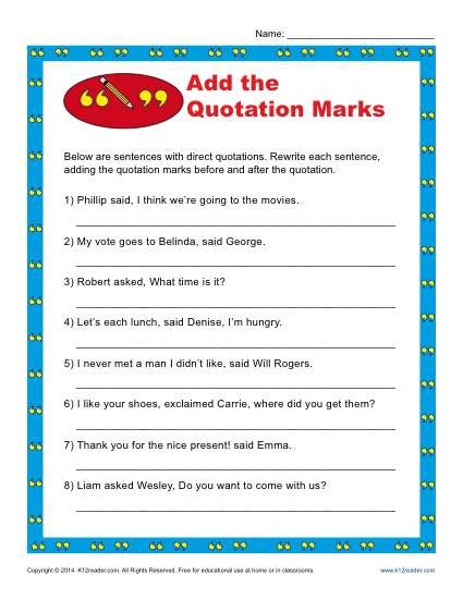 4th Grade Punctuation Marks Worksheets