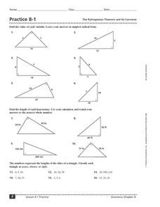 Apply The Pythagorean Theorem Practice Worksheet Answers