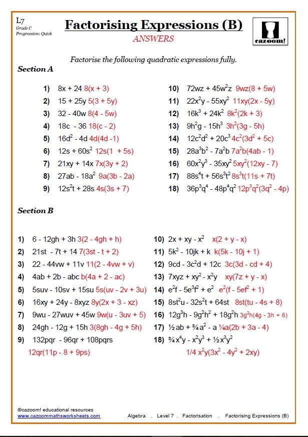 College Algebra Worksheets With Answers Pdf