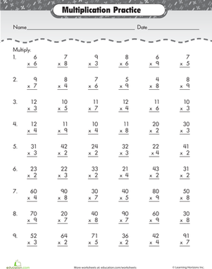 Multiplication Free Printable 3rd Grade Math Worksheets