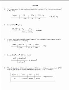 Chemistry Dimensional Analysis Practice Problems Worksheet Answers