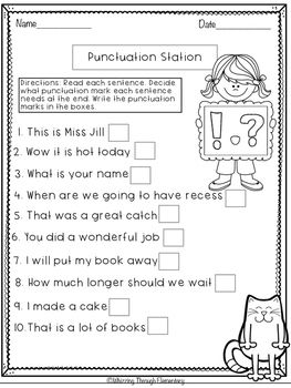 First Grade Punctuation Worksheets For Grade 1 With Answers