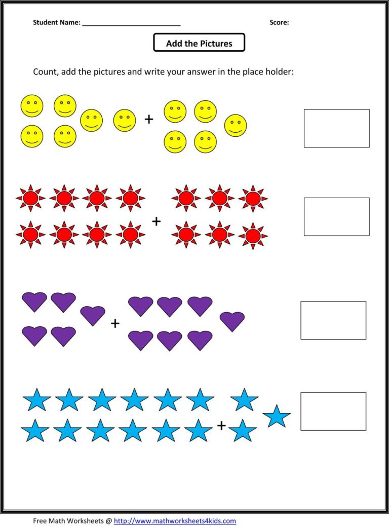 Free Printable Beginner Addition Worksheets For Grade 1