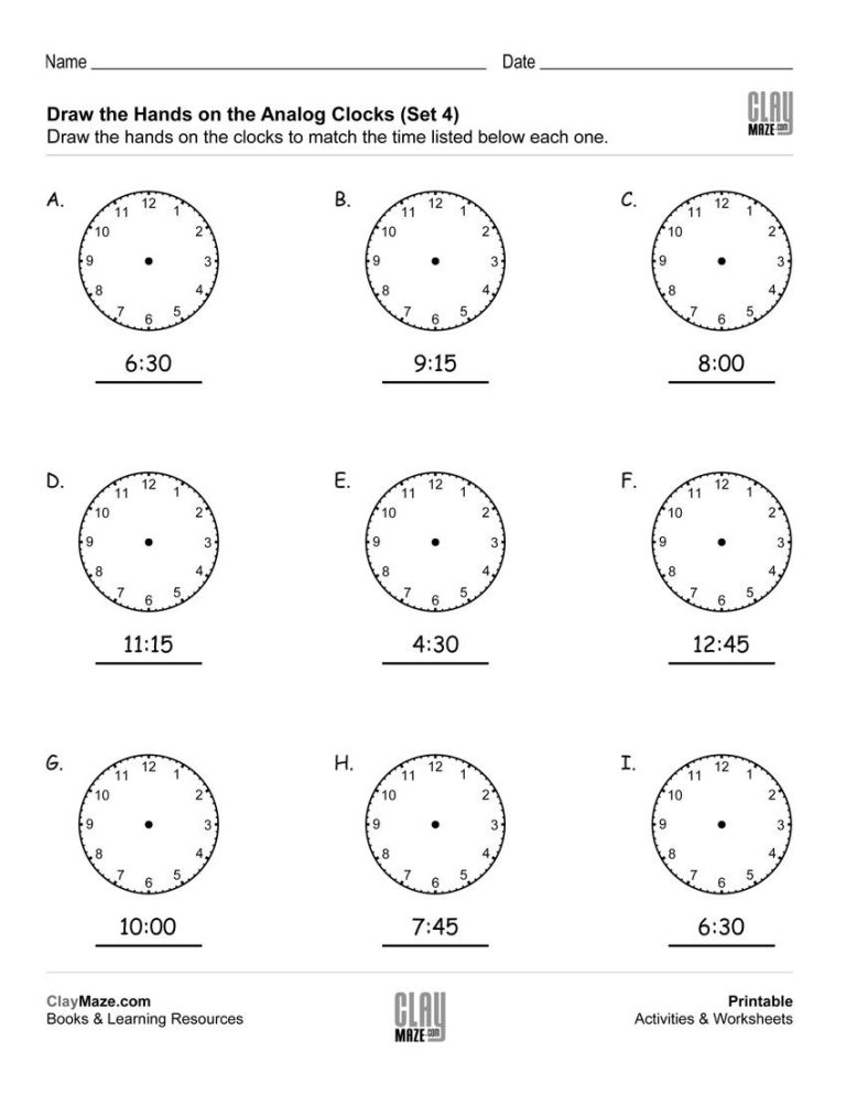Free Printable Practice Telling Time Worksheets