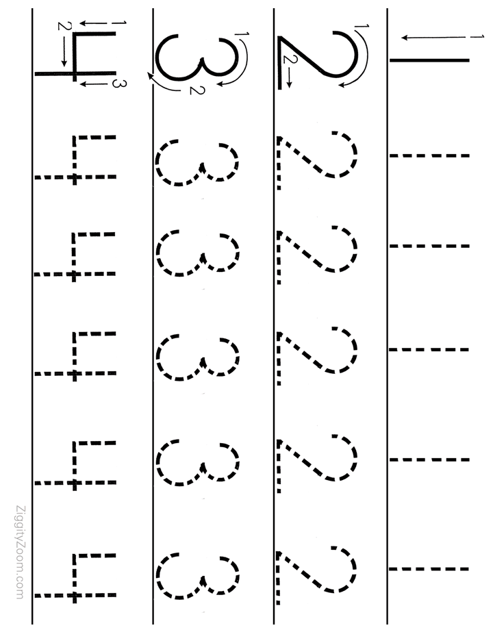 Tracing Number 4 Worksheets For Kindergarten