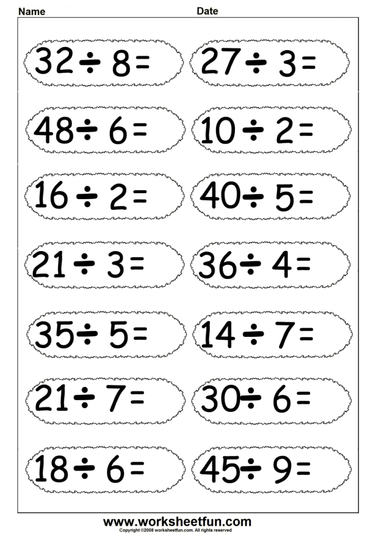 Grade 3 Printable Multiplication And Division Worksheets