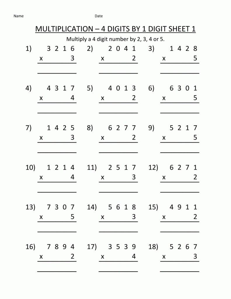 Fourth Grade Free Printable 4th Grade Math Worksheets
