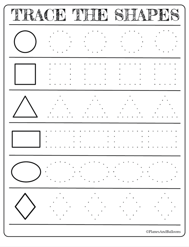 Pre K Free Printable Preschool Tracing Worksheets
