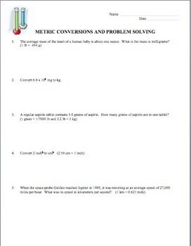 Dimensional Analysis Practice Problems Worksheet Answers