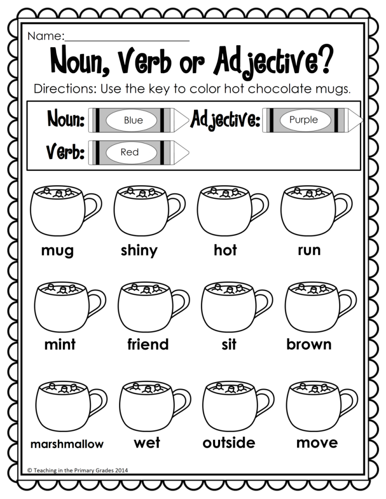 English First Grade Adjectives Worksheets For Grade 1