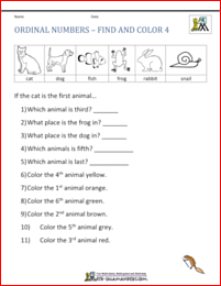 Grade 1 2nd Grade Ordinal Numbers Worksheet