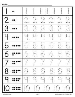Free Tracing Worksheets Numbers 1-20
