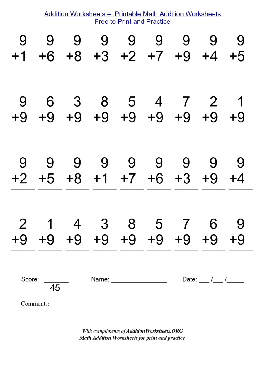 Mathematics Addition Worksheets For Grade 1 With Pictures