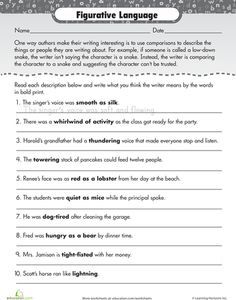 Literal And Figurative Language Worksheets With Answers Pdf