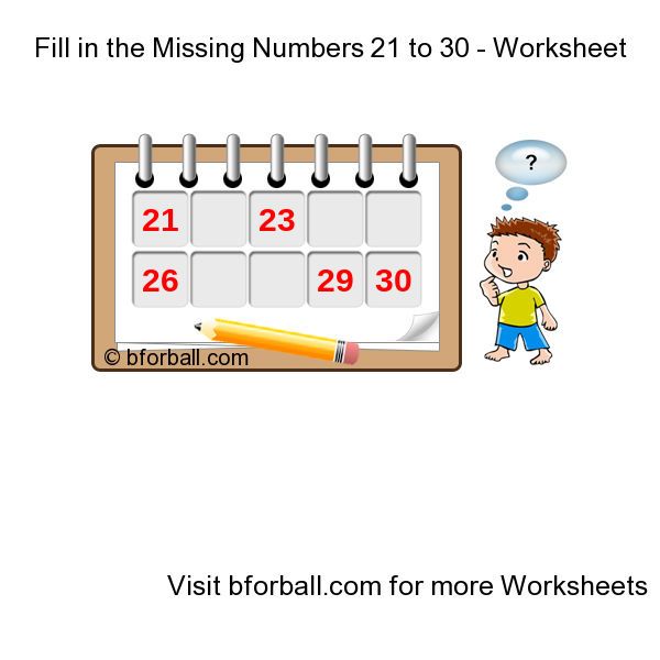 Preschool Numbers 21-30 Worksheets